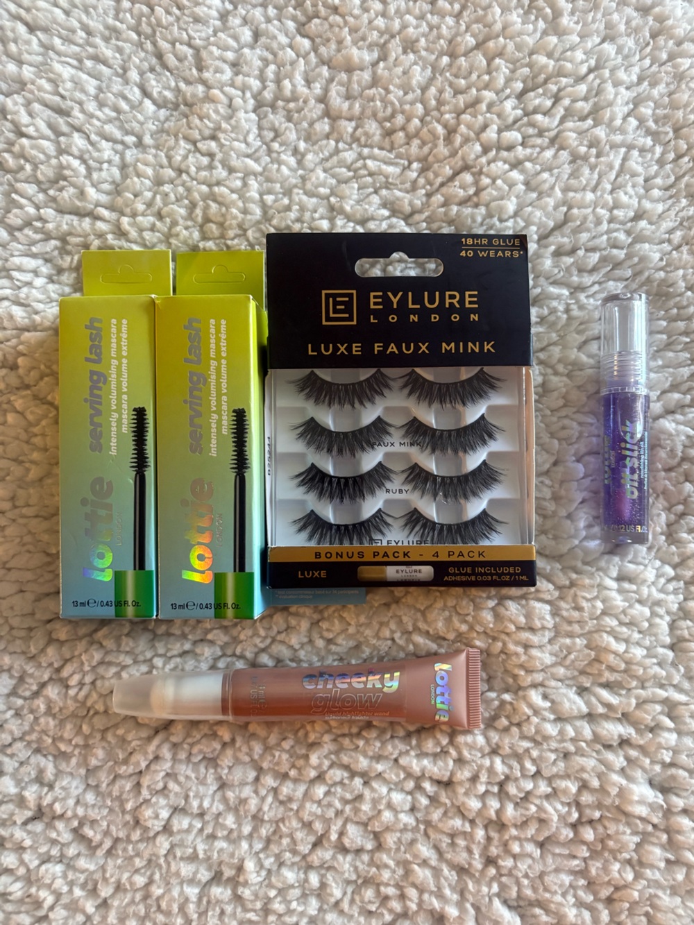 Lottie London Serving Lash Mascara + Eylure Luxe Faux Mink Lashes Bundle